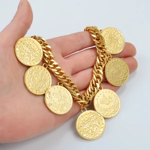 Turkish Coin Bracelet for Women Men Turkey Ancient Coins Banglet Jewelry Kurdistan #122601