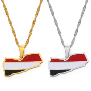 Yemen Map Flag Pendant Neckalces Silver Color/Gold Color Neckalce Yemeni Jewelry #148821