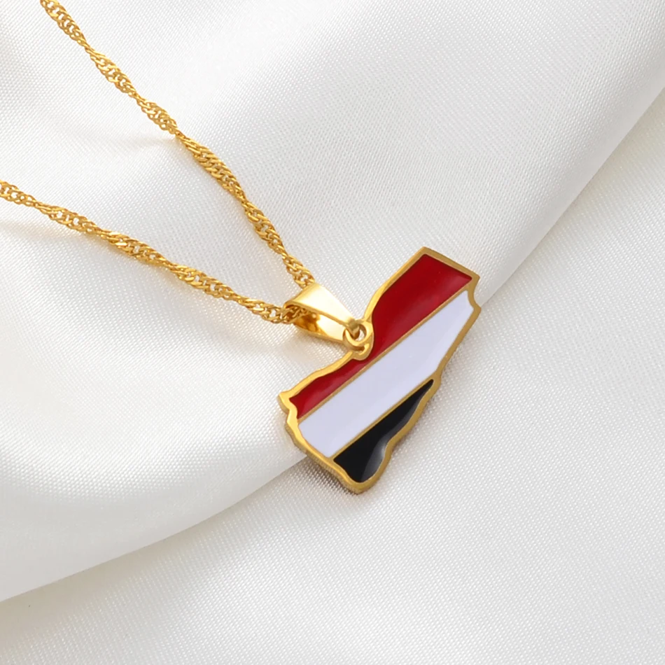 Yemen Map Flag Pendant Neckalces Silver Color/Gold Color Neckalce Yemeni Jewelry #148821 - Image 5