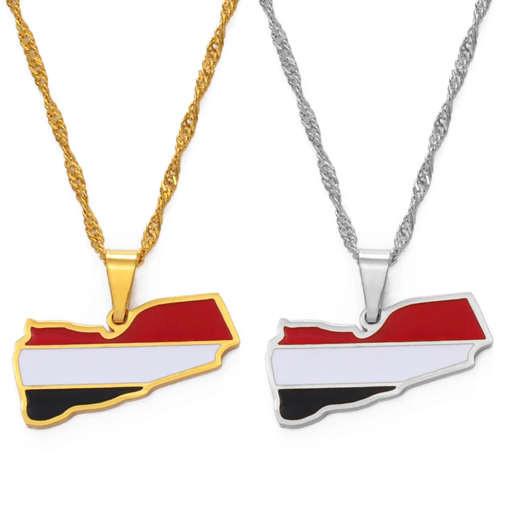 Yemen Map Flag Pendant Neckalces Silver Color/Gold Color Neckalce Yemeni Jewelry #148821