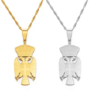 Republic of Serbia Eagle Pendant Necklaces for Women Men Silver Color/Gold Color Srbija Jewelry Serbian Gifts #146021
